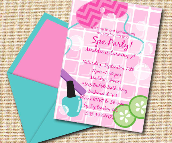 diy spa party invitation