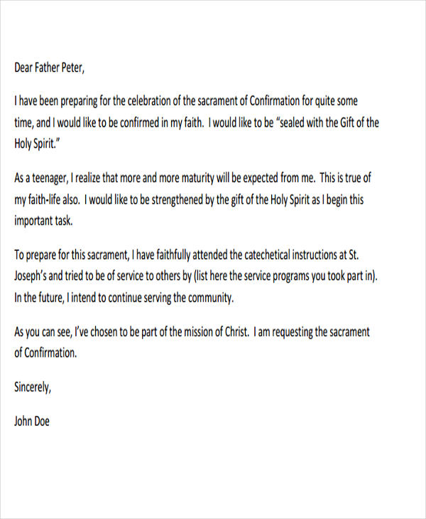Letter Of Confirmation