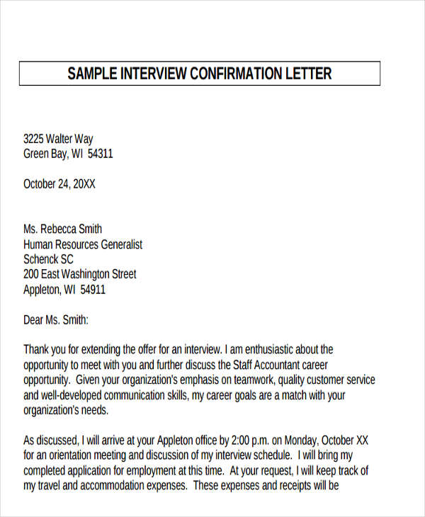 Sample Letter Confirming Attendance Meeting