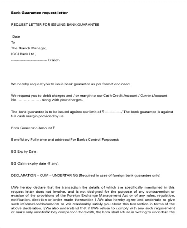 bank guarantee letter template