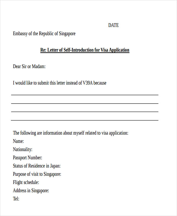 Letter Of Introduction Visa Application Sample Letter Of Introduction