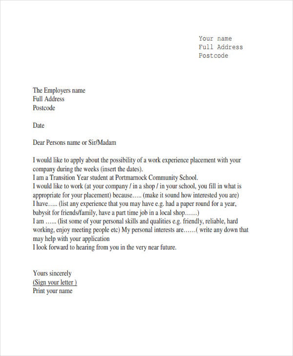 job experience letter template