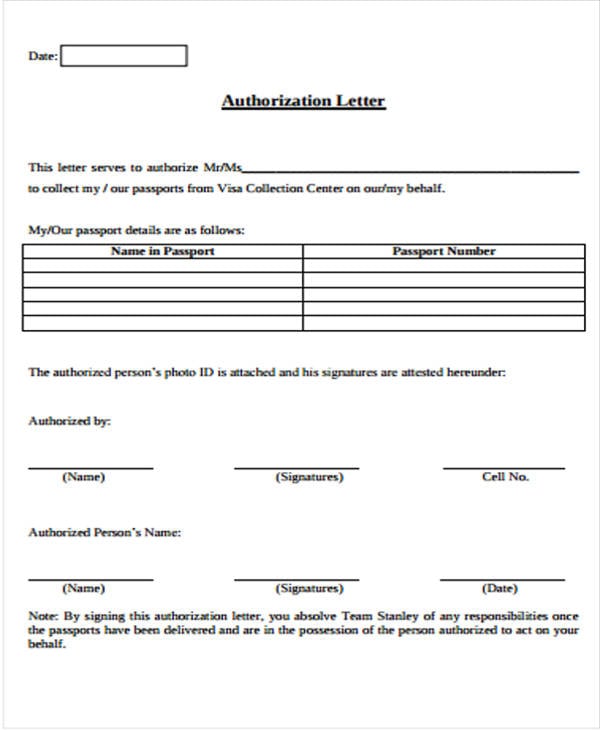 claim authorization letter template