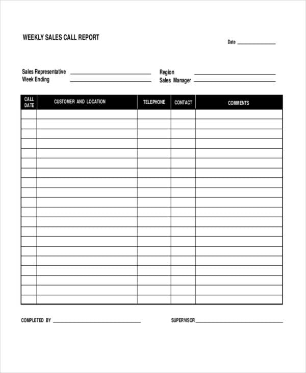 weekly sales call report template1
