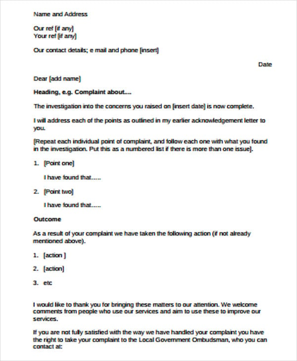 final response letter template