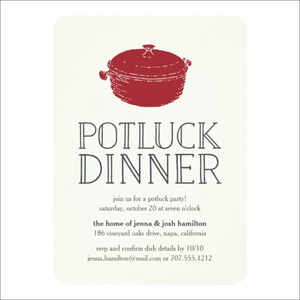 Potluck Dinner Invitation Wording 2