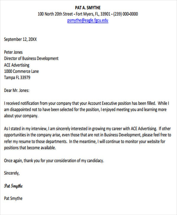 response to rejection letter template