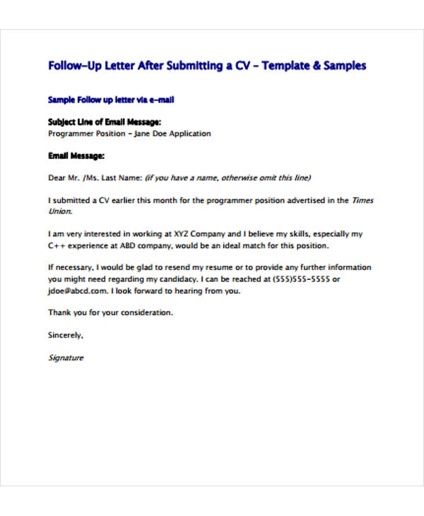 Follow Up Letter Template - 14+ Free Sample, Example Format Download