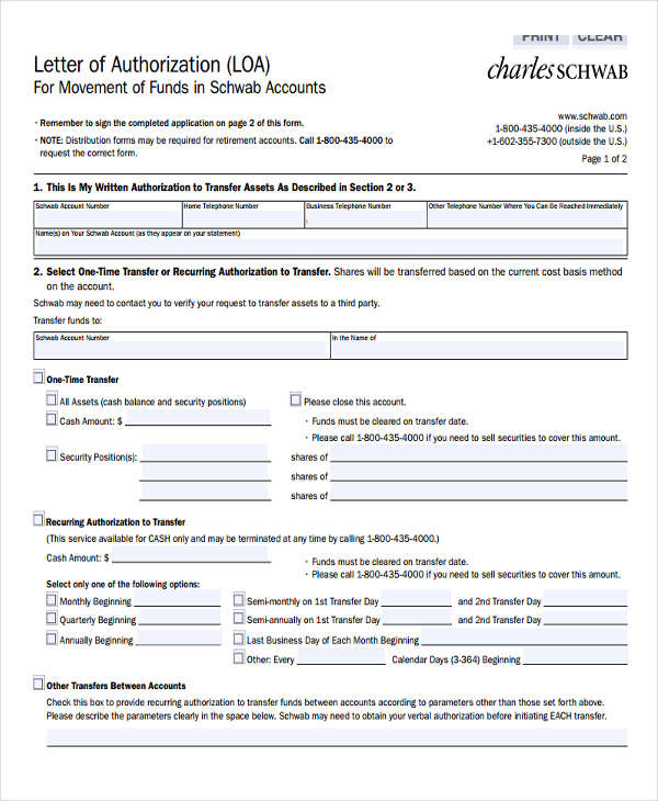 financial letter of authorization template