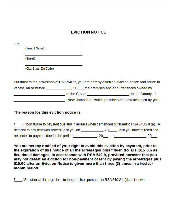 Printable Eviction Notice - 8+ Free Word,PDF Document 