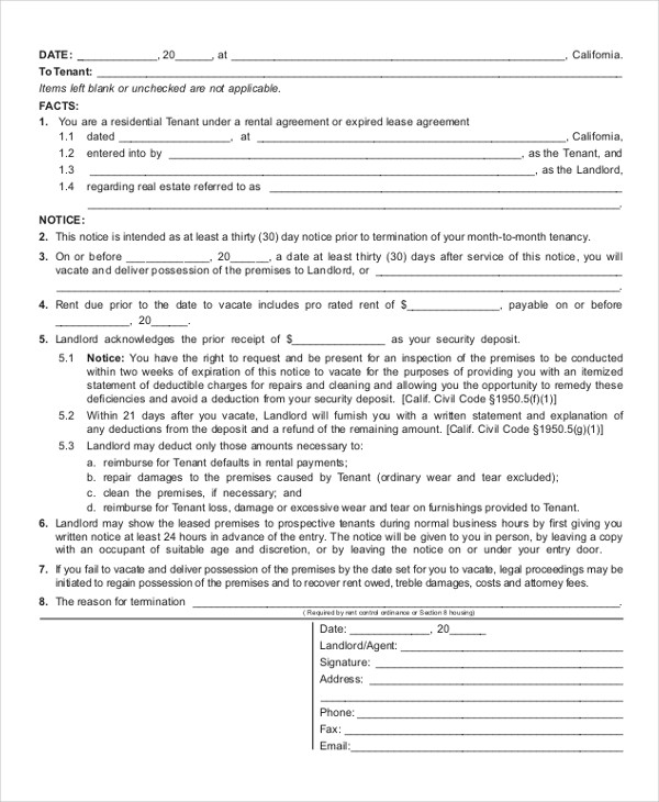 Printable Eviction Notice - 8+ Free Word,PDF Document Download