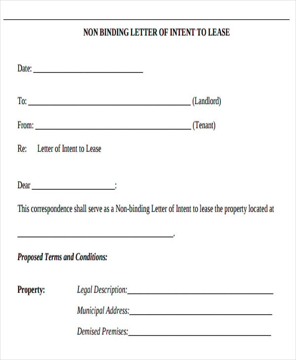 tenant letter of intent template