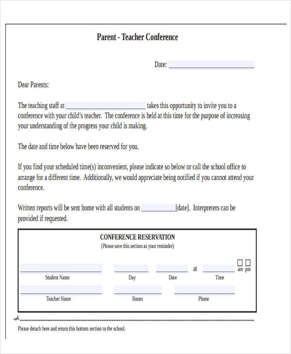 parent teacher meeting letter template