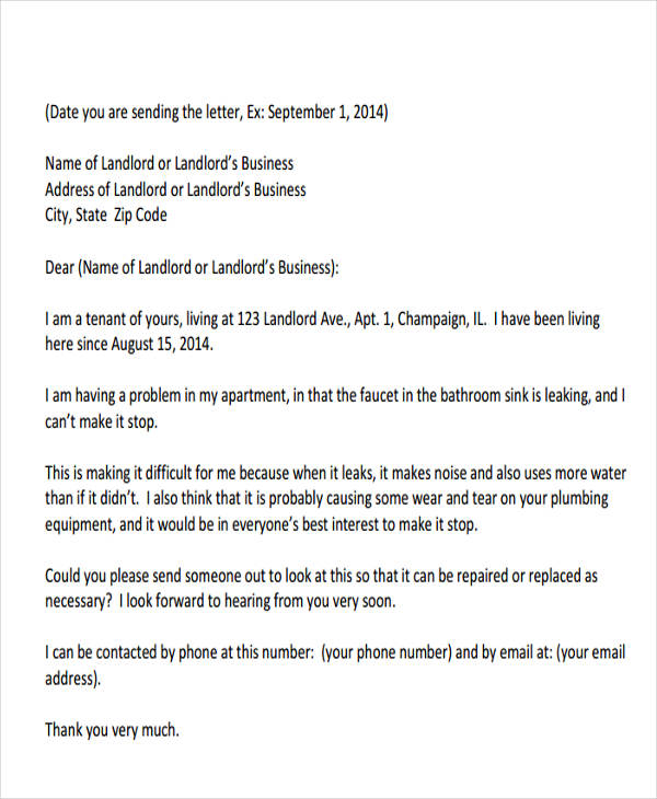 Landlord Letter Templates 5 Free Sample Example Format Download