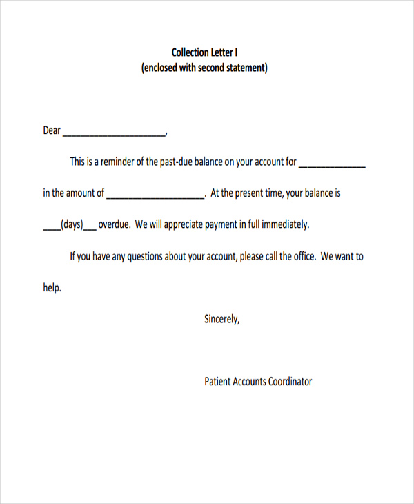 Past Due Account Letter Collection Letter Template Collection