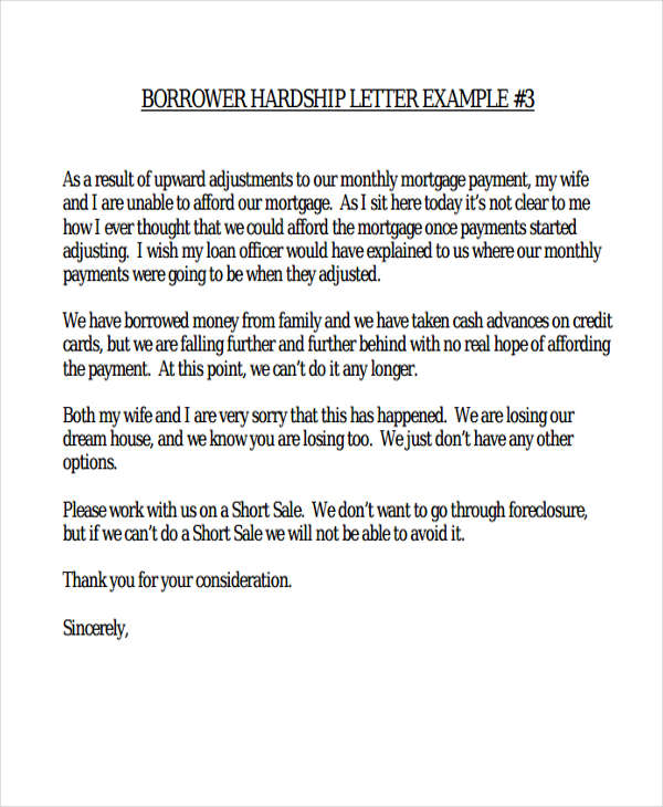 6 Hardship Letter Templates 6 Free Sample Example Format