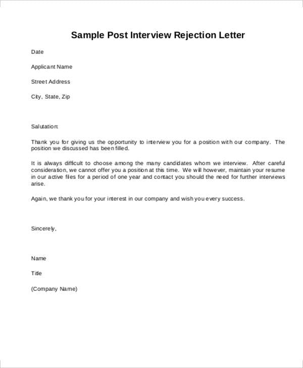 7+Rejection Letter Templates - 7+ Free Sample, Example Format Download