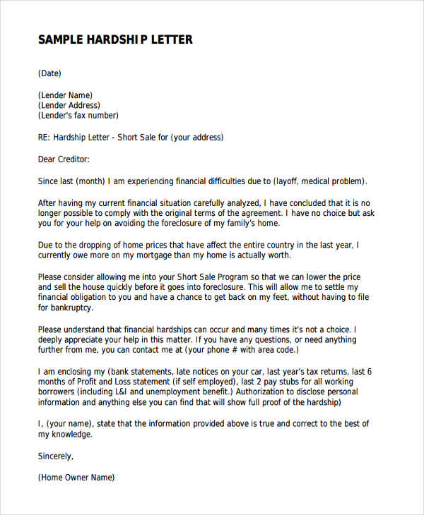 Short Sale Hardship Letter Reasons from images.template.net