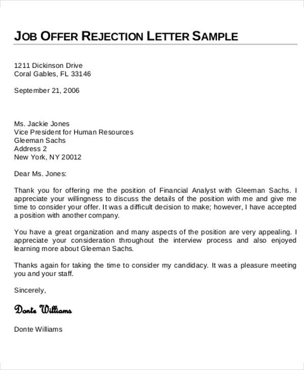 7+Rejection Letter Templates - 7+ Free Sample, Example Format Download