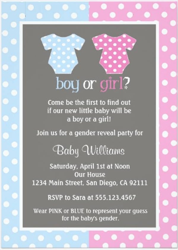 gender reveal baby shower party invitation