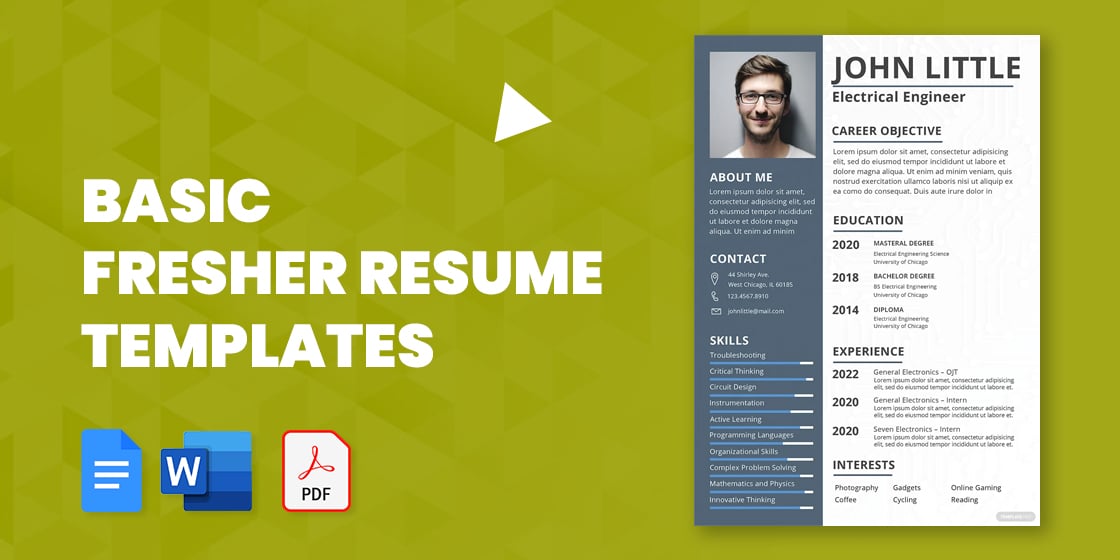 resume format for fresher 12th pass pdf download