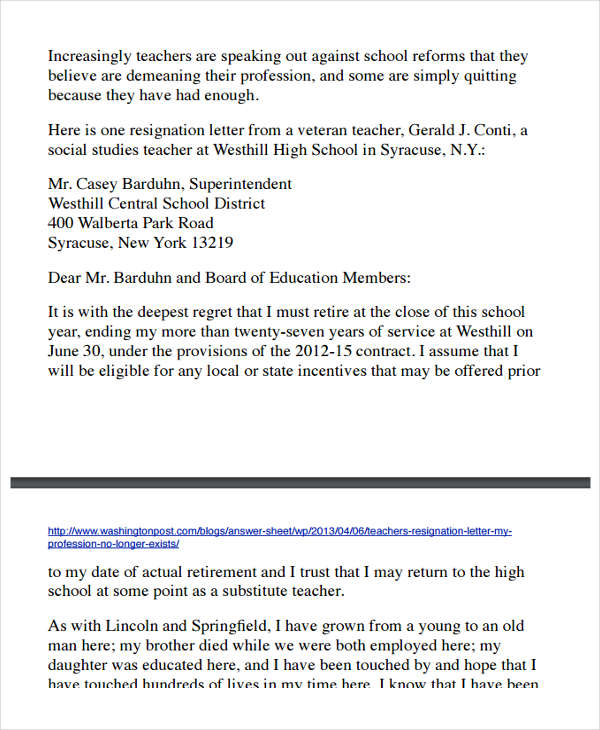 7 Teacher Letter Templates 7 Free Sample Example Format Download