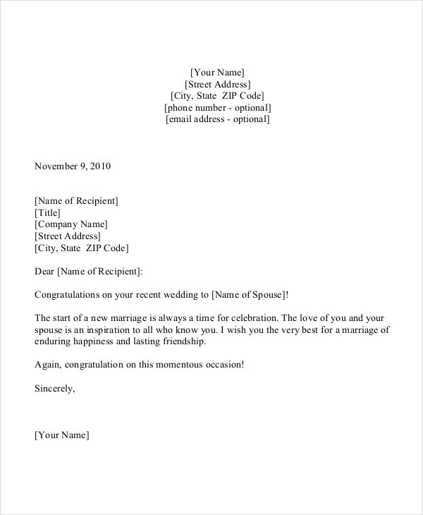 Congratulation Letter Template 9 Free Sample Example Format