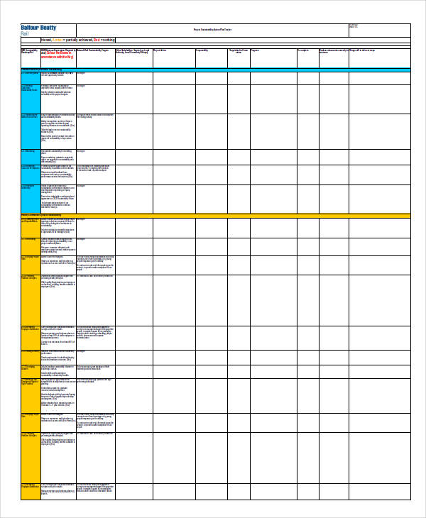 project sustainability action plan tracker