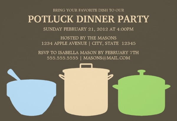 potluck dinner event invitation