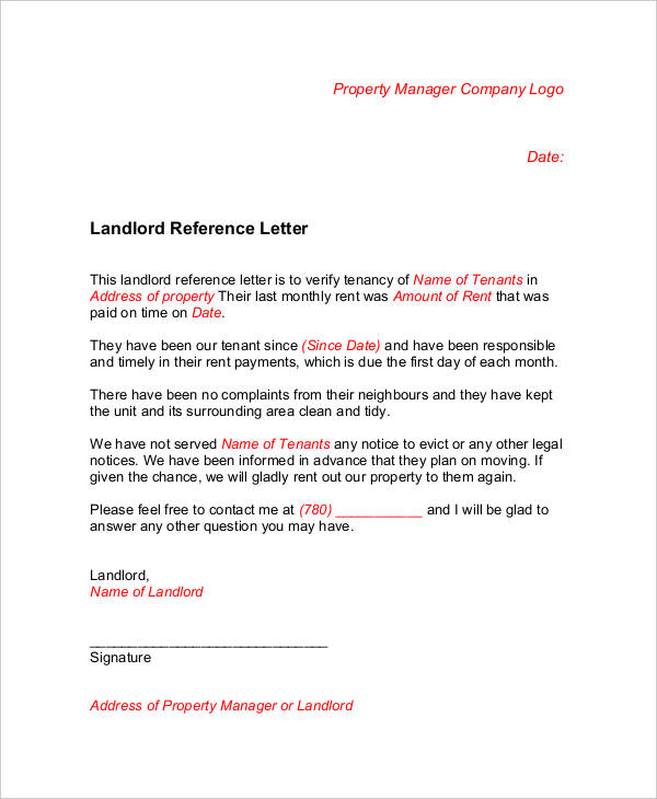 landlord reference letter in pdf template