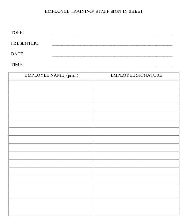 Employee Sign-In Sheets - 10+ Free Word, PDF, Excel Documents Download