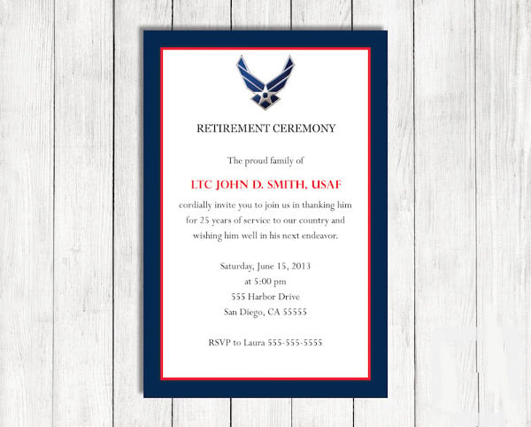 sample retirement ceremony invitation