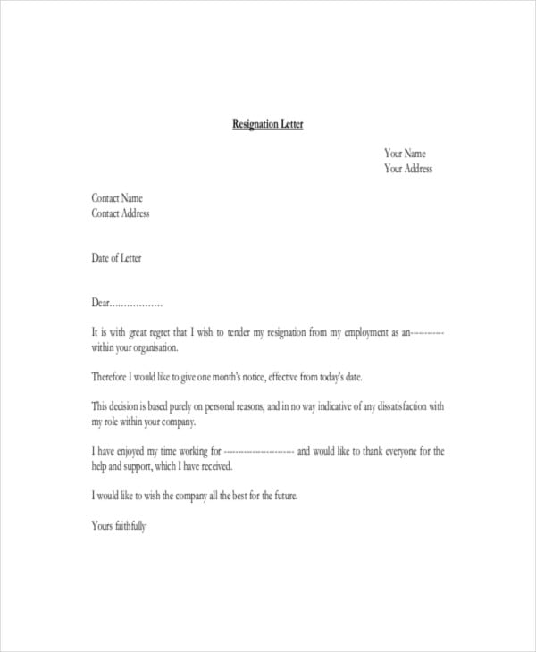 26+ Simple Resignation Letters Word, PDF, Docs Free