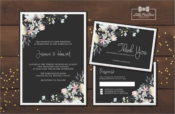 chalkboard floral wedding invitations