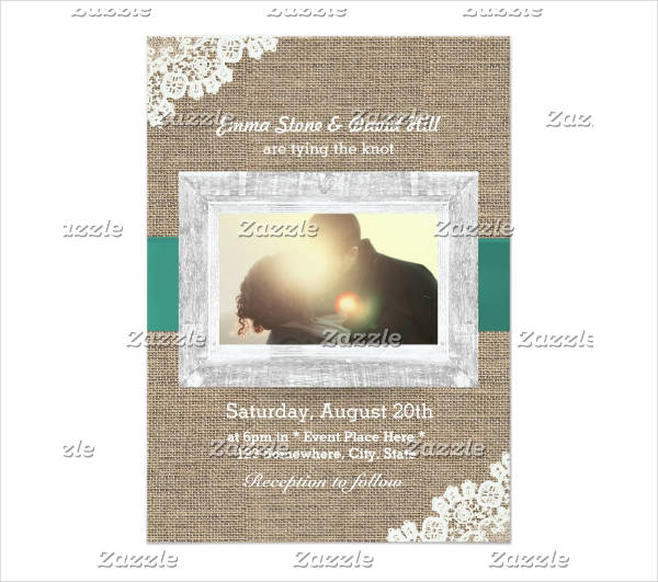 burlap photo wedding invitations