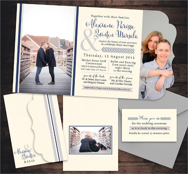 tri fold photo wedding invitations