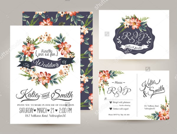 floral vintage wedding invitations