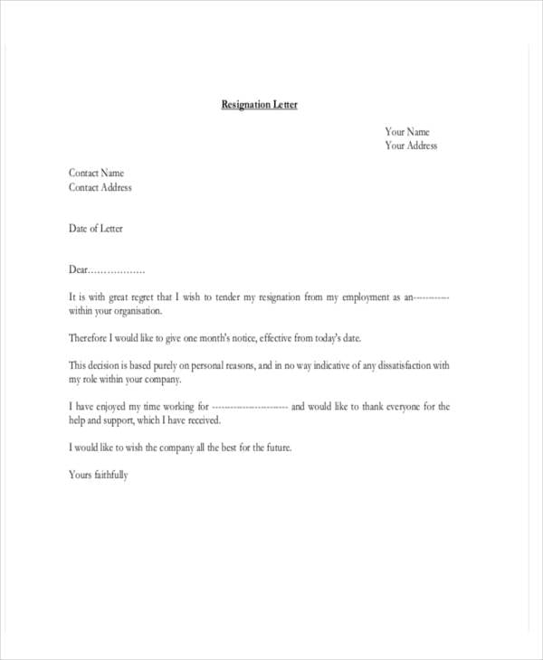 33 free resignation letters free premium templates