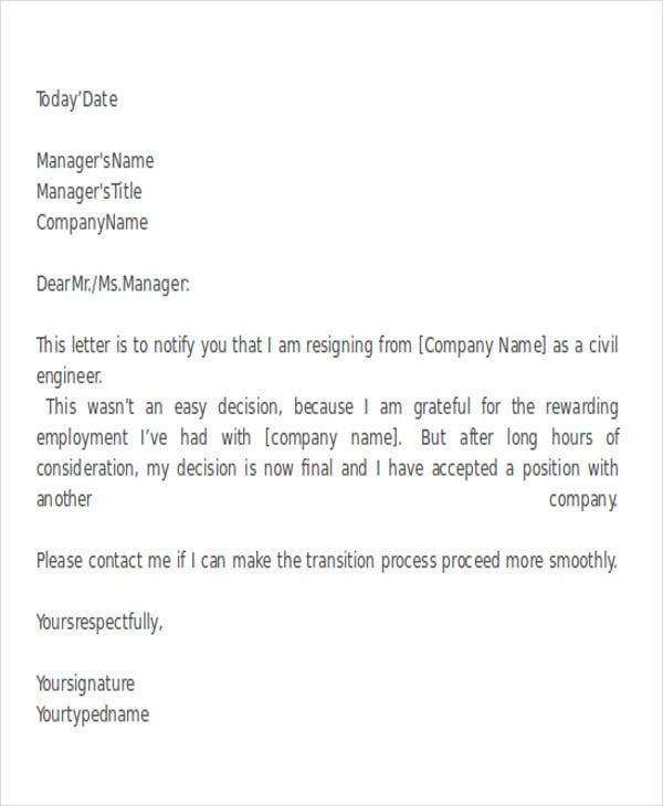 31+ Resignation Letter Format PDF, DOC, iPage Free