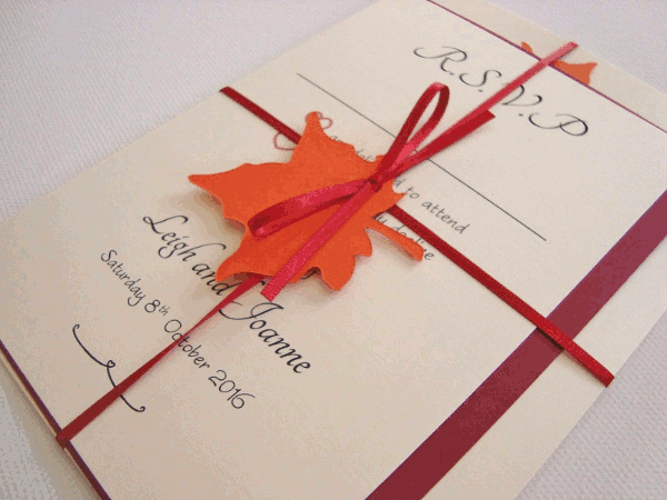handmade autumn wedding invitations