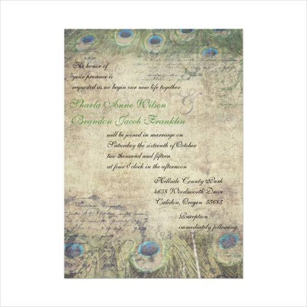 vintage peacock wedding invitations