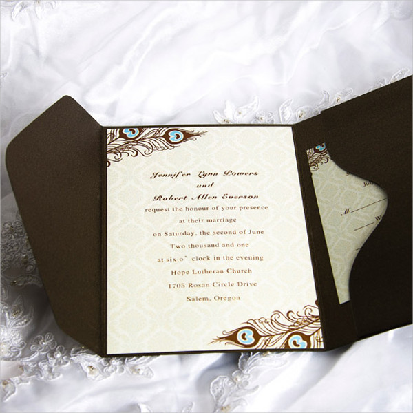Peacock Pocket Wedding Invitations