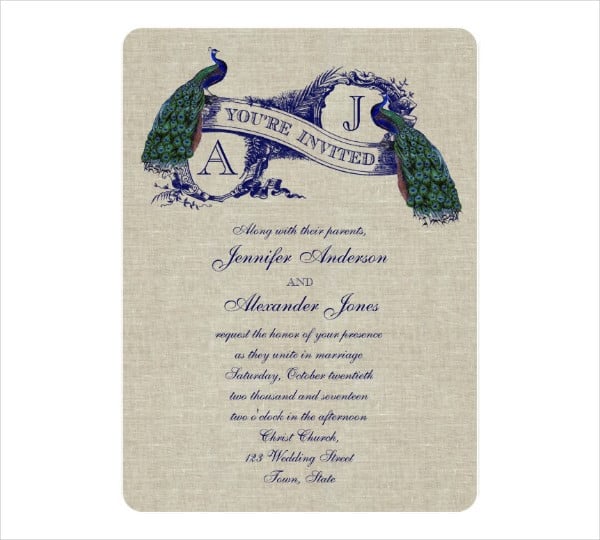 rustic peacock wedding invitations