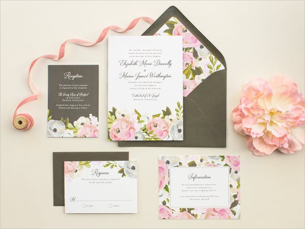 hand painted floral wedding invitations