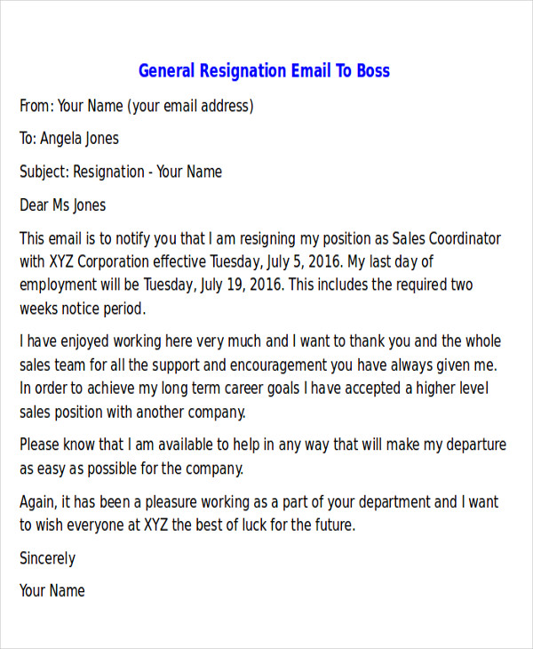 42 Sample Resignation Letter Template