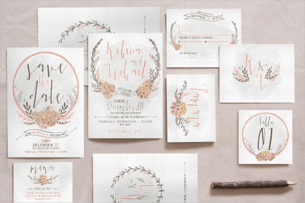 rustic floral wedding invitations