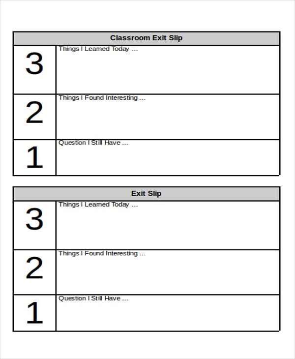 classroom exit ticket template