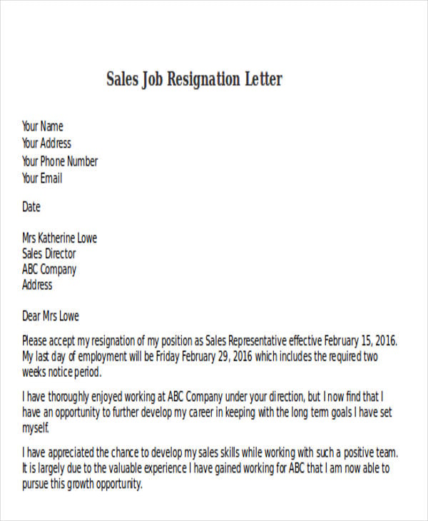 31+ Resignation Letter Format PDF, DOC, iPage Free