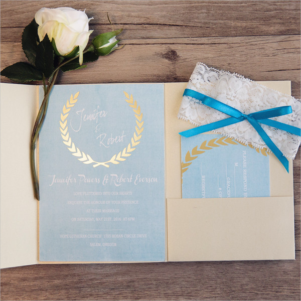 Lace Pocket Wedding Invitations