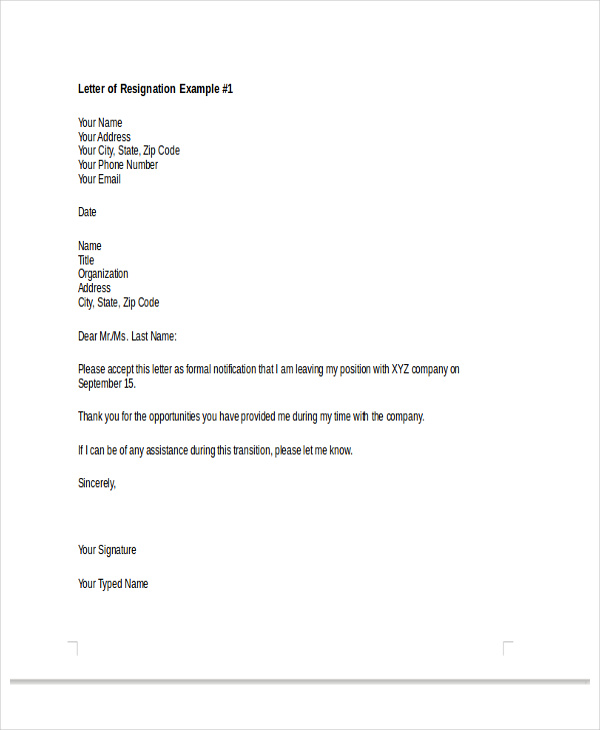 31+ Resignation Letter Templates in PDF Free & Premium